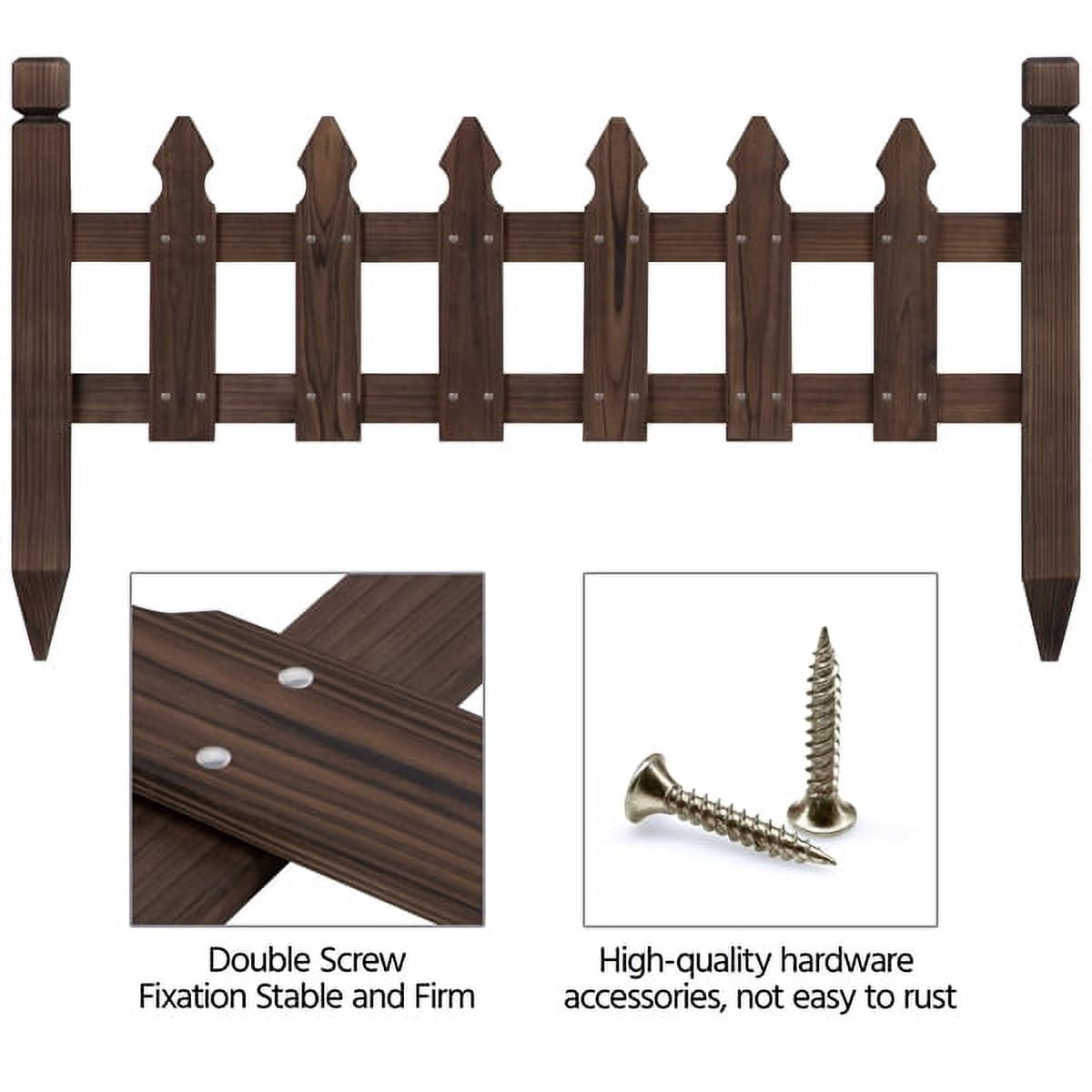 Alden Design 11.5"H x 35.5"W Wood Garden Pricket Fencing Border Set of 5, Natural Wood