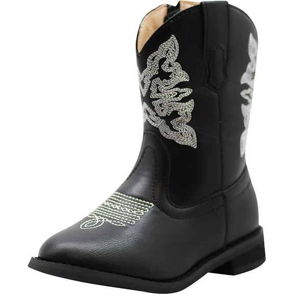 NORTY Big Boys Girls Western Boots Classic Cowboy Style with Side Zip & Contrast Stitching