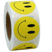 Hybsk 1.5" Round Smiley Face Happy Stickers Circle Teacher Labels 500 Total Per Roll (Yellow)