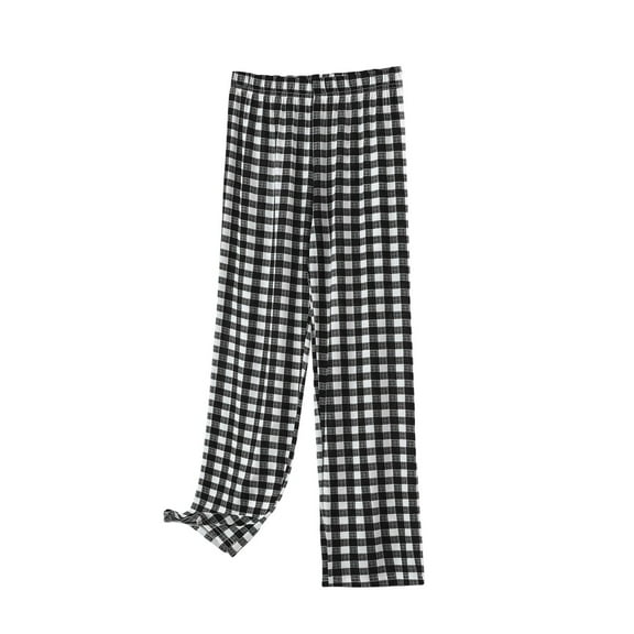 Audhol Lounge Pants Women, Women's Gingham Pajama Pants Cotton Pj Bottoms Casual Drawstring Plaid Sleep Pants with Pockets Pj Pants Women Black L