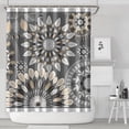 thumbnail image 2 of Extra Long Boho Shower Curtain 72x84 Inches - Vintage Floral & Tropical Leaves Pattern, Waterproof Bohemian Bathroom Decor with 12 Hooks, Tribal Rustic Style, 2 of 5