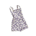 thumbnail image 3 of Caoirhny Kids Girls Jean Overalls Daisy Print Sleeveless Adjustable Strpas Imitation Denim Shortall Summer Romper Jumpsuit, 3 of 10