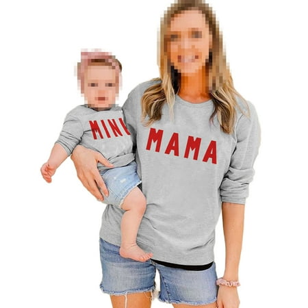 

Mommy and Me Matching Sweatshirt Fashion Letter Mama Mini Print Pullover Top Autumn Slim Long Sleeve O-neck Tops