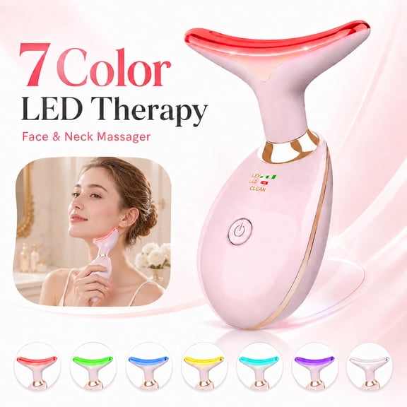 USTOP 7 Color Face and Neck Massager Light Therapy, Red Light Based Facial Massager for Skin Care, Firming, Smoothing.