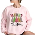 thumbnail image 2 of FAVIPT Women's Merry Christmas Top,Womens Christmas Pink Pullover Tops Novelty Funny Santa Xmas Tree Graphic Sweatshirt Loose Casual Long Sleeve Crewneck Shirt, 2 of 4