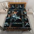 thumbnail image 2 of Lotusprinthandmade Personalized Hunting Hunter Gray Pattern Quilt Bedding Set (White Binding) 5 Sizes (Made in Vietnam) (55x60), Deer Theme Quilt Bedding Set, Personalized Deer Duvet Cover, 2 of 5