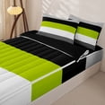 thumbnail image 3 of Erosebridal Simple Color Stripe Zipper Queen Comforter Set with Fitted Sheet and 2 Pillowcases,Abstract Geometric Line Zipper Bedding Set For Girls,Black Reversible,4 Pieces, 3 of 7