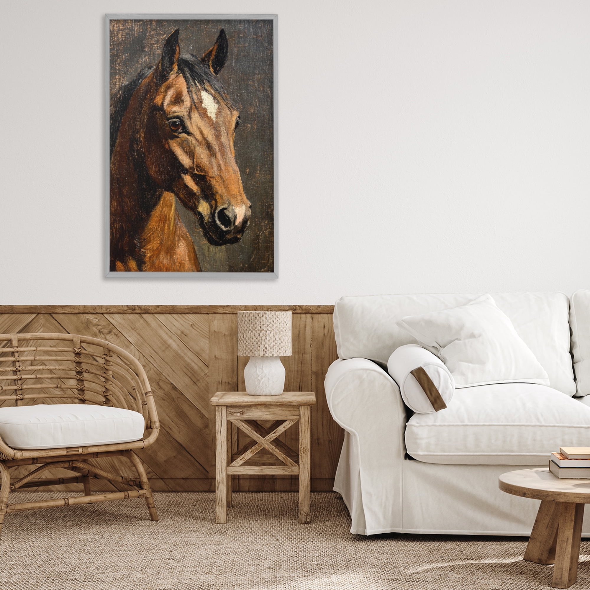 Stupell Industries Horse Portrait Study Gray Framed Giclee Art, design by Petal Prints Design