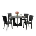 thumbnail image 4 of Leovanni Modern 47" 5-Piece Solid Wood Round Dining Table Set with 4 Upholstered Chairs, Pedestal Base Kitchen & Dining Room Set, Dark Gray, 4 of 17