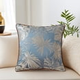 thumbnail image 2 of REGALWOVEN Tropical Leaf Jacquard Pillow Cover Set of 2 Velvet Soft Cushion Case with Hidden Zipper for Couch Sofa Bed Blue 18" x 18", 2 of 7