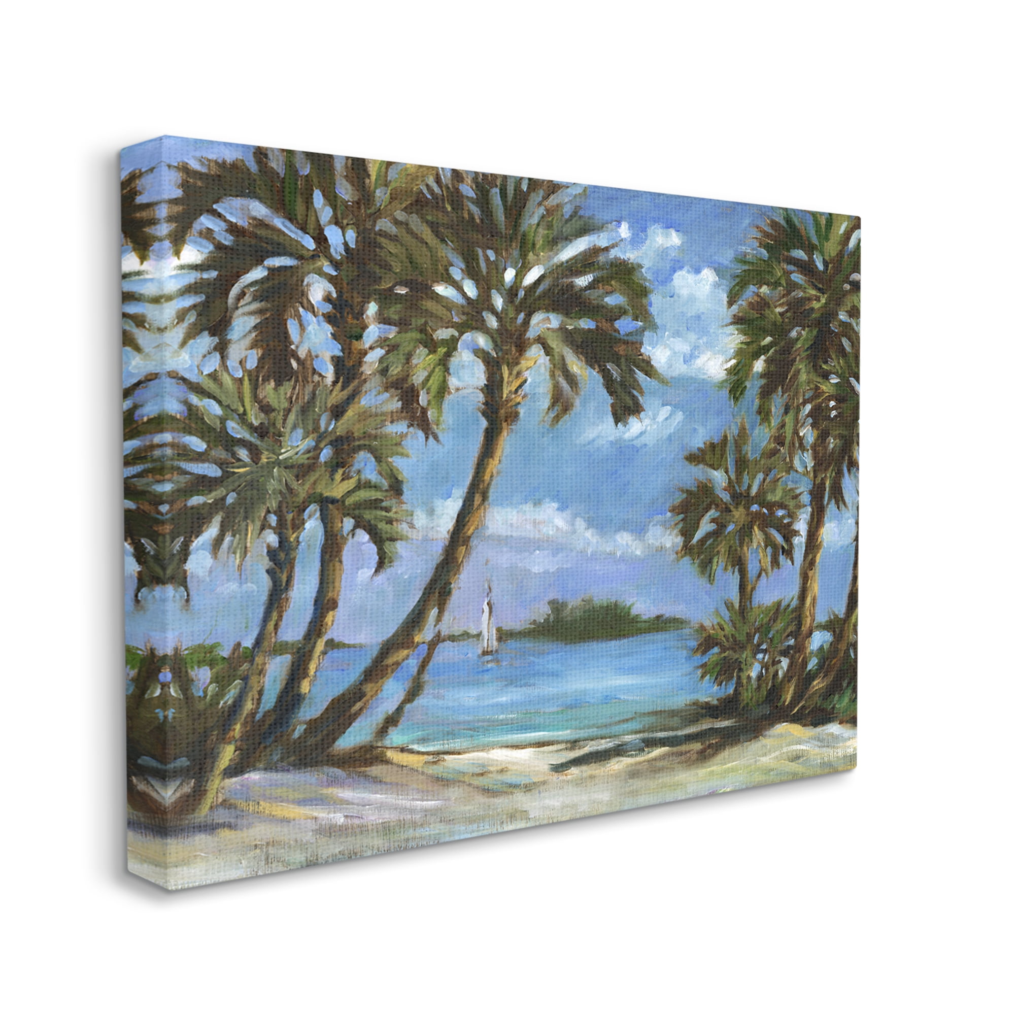 Stupell Industries Summer Palms Landscape Landscape Painting Gallery Wrapped Canvas Art Print Wall Art, 48 x 36