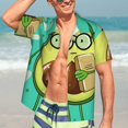 thumbnail image 7 of Pofeuu Avocado with Glasses Print Hawaiian Shirt for Men Sleeves Casual Button Down Summer Beach Dress Shirts T-Shirts,Medium, 7 of 7