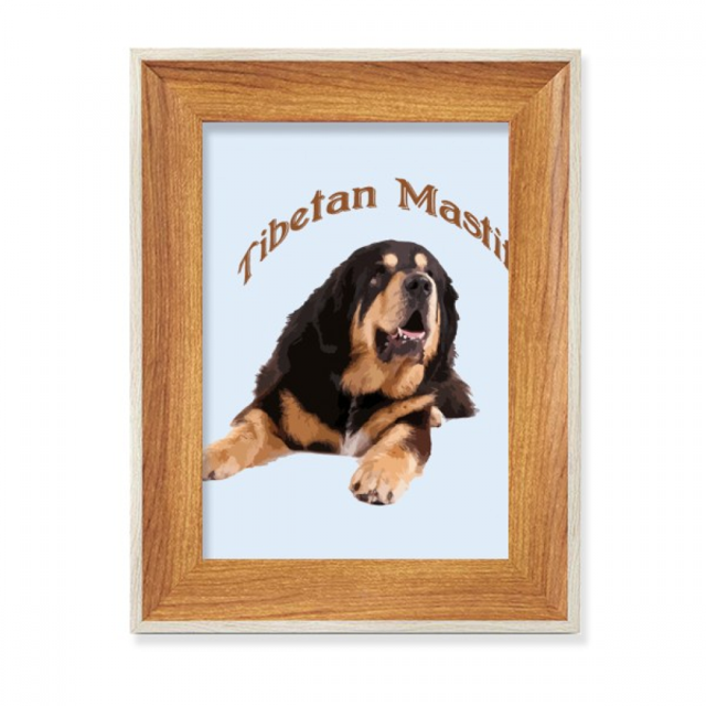 Tibetan Mastiff Pet Frontier China Desktop Wooden Photo Frame Display Picture Art Painting Multiple Sets