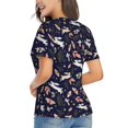 thumbnail image 3 of Xecao Retro Rabbit Flower for Women's V-Neck T-Shirts-Elegant Half-Sleeve Tops Perfect for Summer-Large, 3 of 5