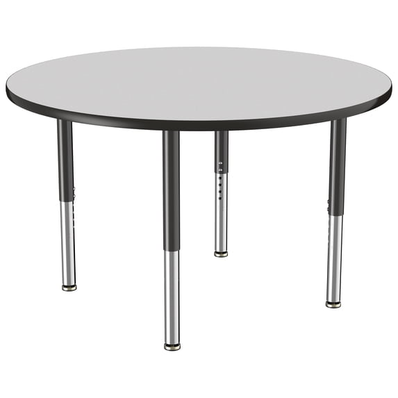 ECR4Kids 48in Round Everyday T-Mold Adjustable Activity Table Grey/Black/Black - Super Leg