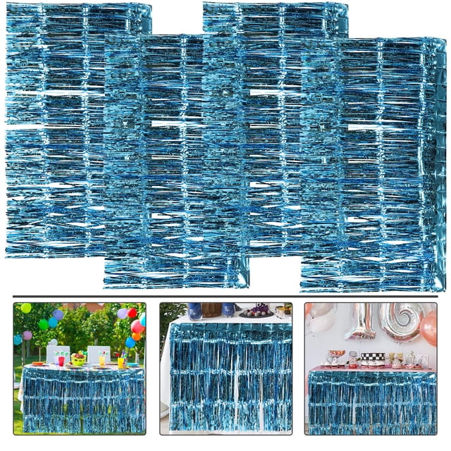 ORDDIART 4Pcs Table Skirts Tassel Backdrop Aluminum Film Rectangle For Party Supplies