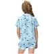 thumbnail image 4 of Odeerbi 2-12 Años Niños Niñas Pijama de Verano de Satén Con Solapa de Muesca Camisas de Manga Corta Pantalones Cortos Conjunto Suave Estampado Floral Ropa de Dormir, 4 of 5
