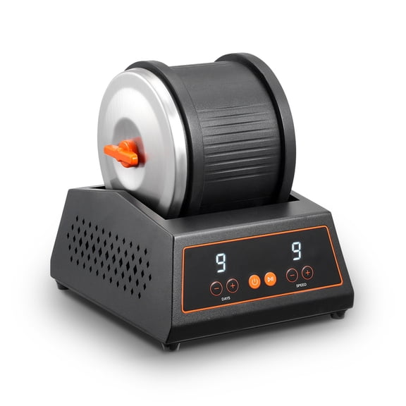 KFFKFF Rock Tumbler Machine, Machine with 4 lbs Capacity, 9 Different Speed Options and 9-Day Timer, Direct Drive Motor, Cold-rolled Steel Construct, Suitable for Children and Adults