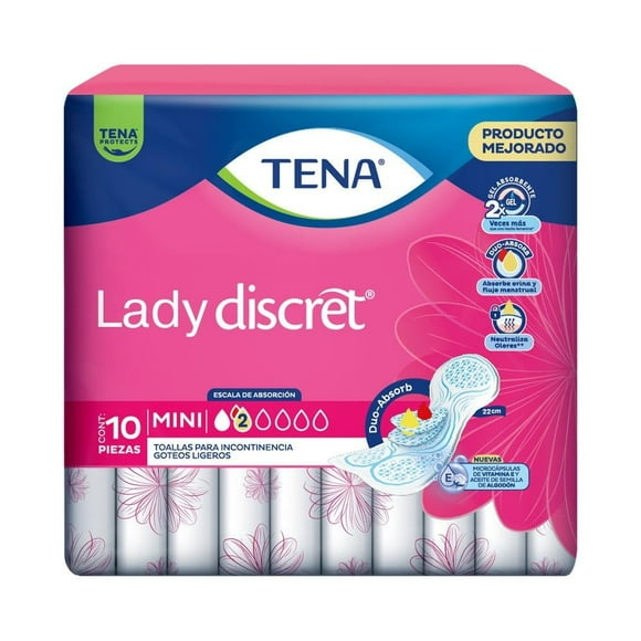 Toallas para incontinencia Tena Lady Discret mini incontinencia ligera 10 pzas