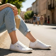 Ecetana Womens Casual Walking Sneakers Slip-on Canvas Shoes