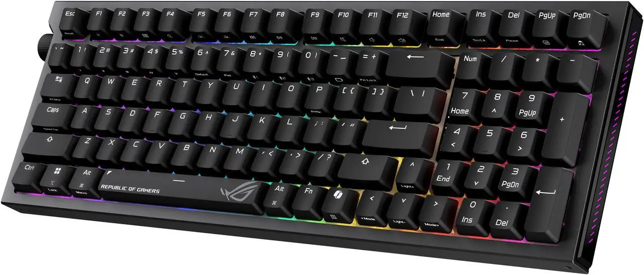 ASUS ROG Strix Morph 96 Wireless Mechanical Gaming Keyboard - 96% Full-Size, Tri-Mode, Hot Swappable NX Snow V2 Linear Switch, South Facing PCB, ABS Keycap, PC/Mac Support, Web-based Config - Black