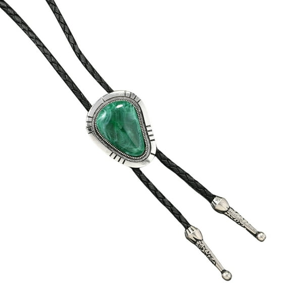 Irregular Colored Stone Bolo Tie Braided Adjustable Necktie Necklace