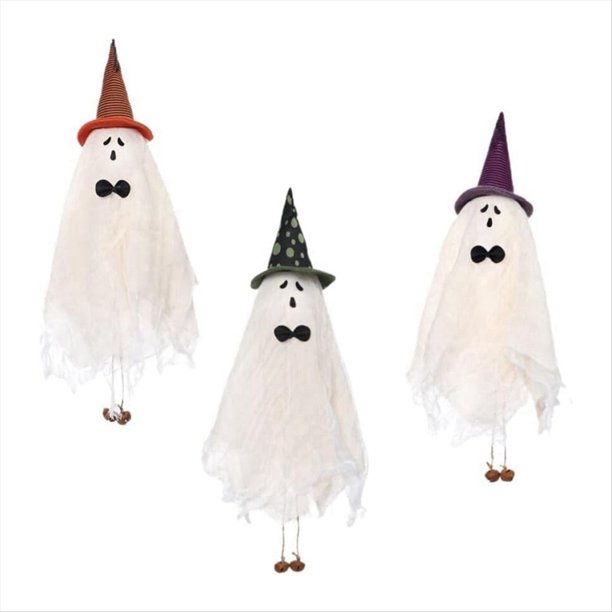 3 Piezas Fantasmas Colgantes de Halloween con Sombrero de Verde//Naranja Fantasma Espeluznante Fantasmas Colgantes Decoraciones de Halloween