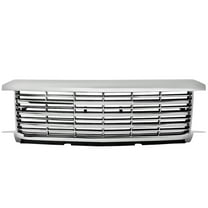 DNA Motoring GRLDB-CSIL14-CH For 2015 to 2019 Chevy Silverado 2500 3500 ABS Plastic Horizontal Fence Style Front Bumper Hood Grille Grill (Chrome) 16 17 18