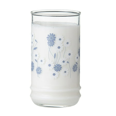 

1Pc Flower Pattern Glass Coffee Glass Cup Milk Cup Office Water Cup Home Glass Cup (Sky-blue)