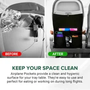 AJOHBM Airplane Seat Back Organizer, Tray Table Cover with Storage Pockets, Travel Essentials for Air Travel, Phone and Cup Storage Bag, Portable Flight Seat Organizer