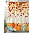 thumbnail image 2 of Fall Shower Curtain Orange Pumpkin Shower Curtains for Bathroom Thanksgiving Decor, Waterproof Polyester Shower Curtain Set with Hooks, Standard Size 72" x 72" Autumn Maple Leaves Retro, 2 of 6