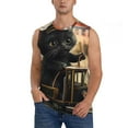 thumbnail image 2 of Lsque Adorable Kitten On Mini Train Print Men's Cotton Blend Sleeveless Muscle Shirts (S-3XL)- Moisture Wicking, Odor Protection, UPF 30+,3X-Large, 2 of 8