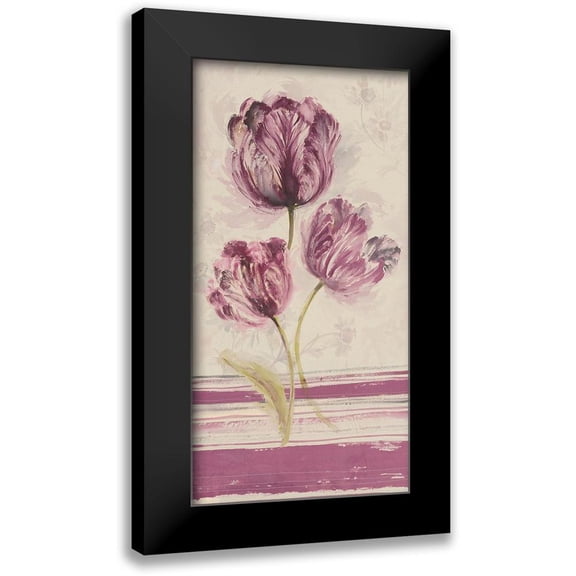 Disegni 9x14 Black Modern Framed Museum Art Print Titled - Floral WITH STRIPES I