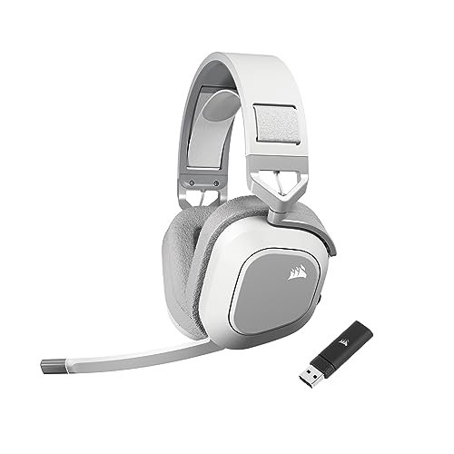 CORSAIR HS80 MAX Wireless Multiplatform Gaming Headset with Bluetooth - Dolby Atmos - Broadcast Quality Microphone - iCUE Compatible - PC, Mac, PS5, PS4, Mobile - White