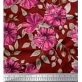 thumbnail image 1 of Soimoi Crepe Silk Fabric Leaves & Carnation Floral Print Fabric by the Yard 42 Inch Wide, 1 of 1