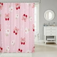 thumbnail image 2 of Pink Bowknot Girly Shower Curtains,Bow Daisy Flowers Plant Cute Bathroom Curtains for Girls Women,Cherry Bow Tie Princess Castle Pink Romantic Waterproof Curtains,12 Hooks Suits,72" W x 72" L, 2 of 6