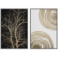 thumbnail image 2 of IDEA4WALL Framed Canvas Print Wall Art Set of 2 Geometric Gold & Black Forest Wood Tree Rings Abstract Modern Art Decorative Boho Contemporary Artwork for Bedroom, Office - 16"x24"x2 Panels White, 2 of 5