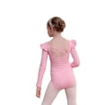 thumbnail image 2 of LYMAYTER Girls Ballet Leotard Long Sleeve Cross Back Leotard kids Ruffle Winter Practice Costume 3-11Y, 2 of 8