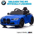 thumbnail image 2 of BMW M4 12V Kids Ride On Toy Car with Parents Remote, Electric Car with USB/MP3, Bluetooth, LED Light, Toddler Car with A Handle with Wheels and A Pull, Easy to Carry, Gift for Boys Girls 2-5, Blue, 2 of 9