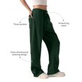 thumbnail image 2 of Pantalones deportivos FAIABLE de pernera ancha con corte en forma de barril, unisex, color verde oscuro, 2 of 6