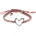 thumbnail image 3 of Sterling Silver small open  heart pink cord adjustable bracelet 7inches., 3 of 6