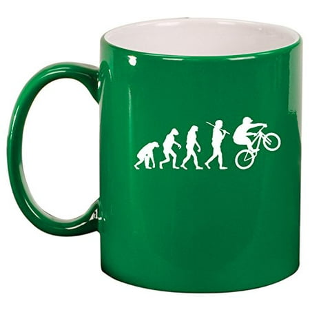 

Ceramic Coffee Tea Mug Cup Evolution Mountain BMX Bike (Green)