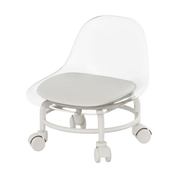 Transparent Acrylic Stool With Wheels For Kids Small Space Seating Portable Lightweight Chair Household Pulley Design Clear 12.60X7.87 Inches Clear