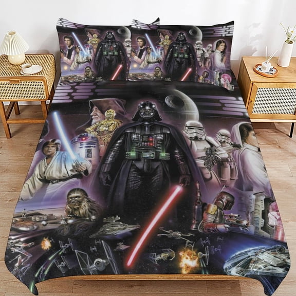 3 Piece Comfortable Bedding Set Darth Vader Duvet Cover Twin Bed with 2 Pillowcase 90"x90"