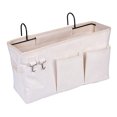 thumbnail image 3 of Bolsa de cama organizadora con gancho de alambre bolsa colgante bolsa de almacenamiento de cama alta para libros, revistas, teléfonos móviles, almacenamiento de auriculares en la cama (blanco) Adepaton LKX-1433, 3 of 9