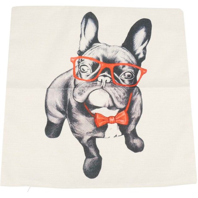 Funda de cojín de almohada decorativa para sofá cama vintage, cafetería, hogar, cremallera invisible, 45 x 45 cm (beige (perro))