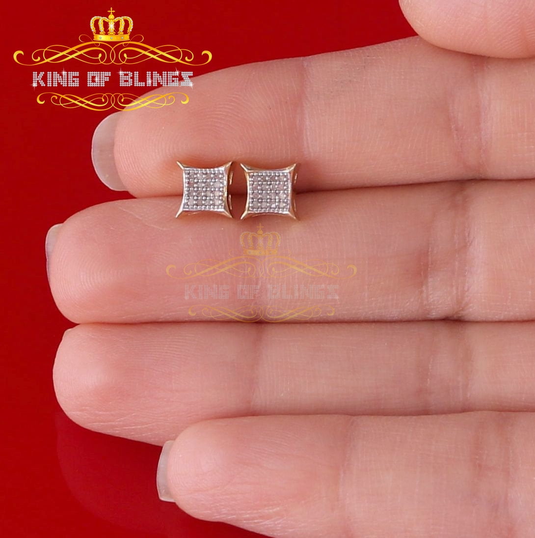 King of Bling's 0.10ct Diamond 925 Sterling Silver For Women's & Men's Yellow Kite Stud Earrings