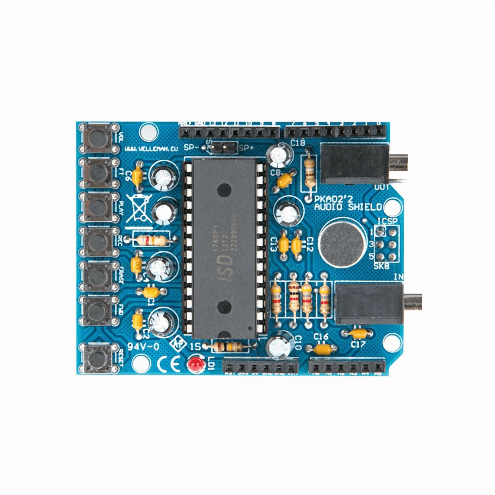 velleman ka02 audio shield for arduino kit, 1 grade to 12 grade, 2.79" height, 2.08" length