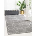 thumbnail image 1 of Unique Loom Trellis Frieze Collection Area Rug-Modern Morroccan Inspired Geometric Lattice Design, 5 x 8 ft, Light Gray/Ivory, 1 of 5