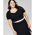 thumbnail image 2 of And Now This Women's Short Sleeve Tie-Back Crop Top Black Plus Size 1X, 2 of 3
